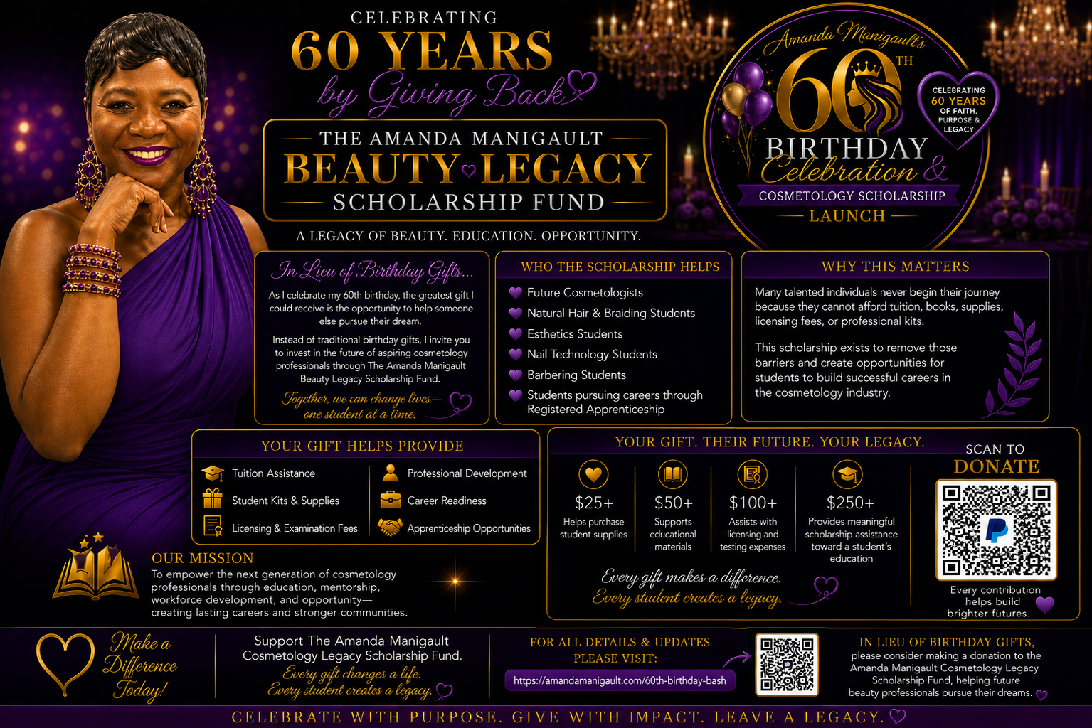 The Amanda Manigault Beauty Legacy Scholarship Fund — Celebrating 60 Years by Giving Back