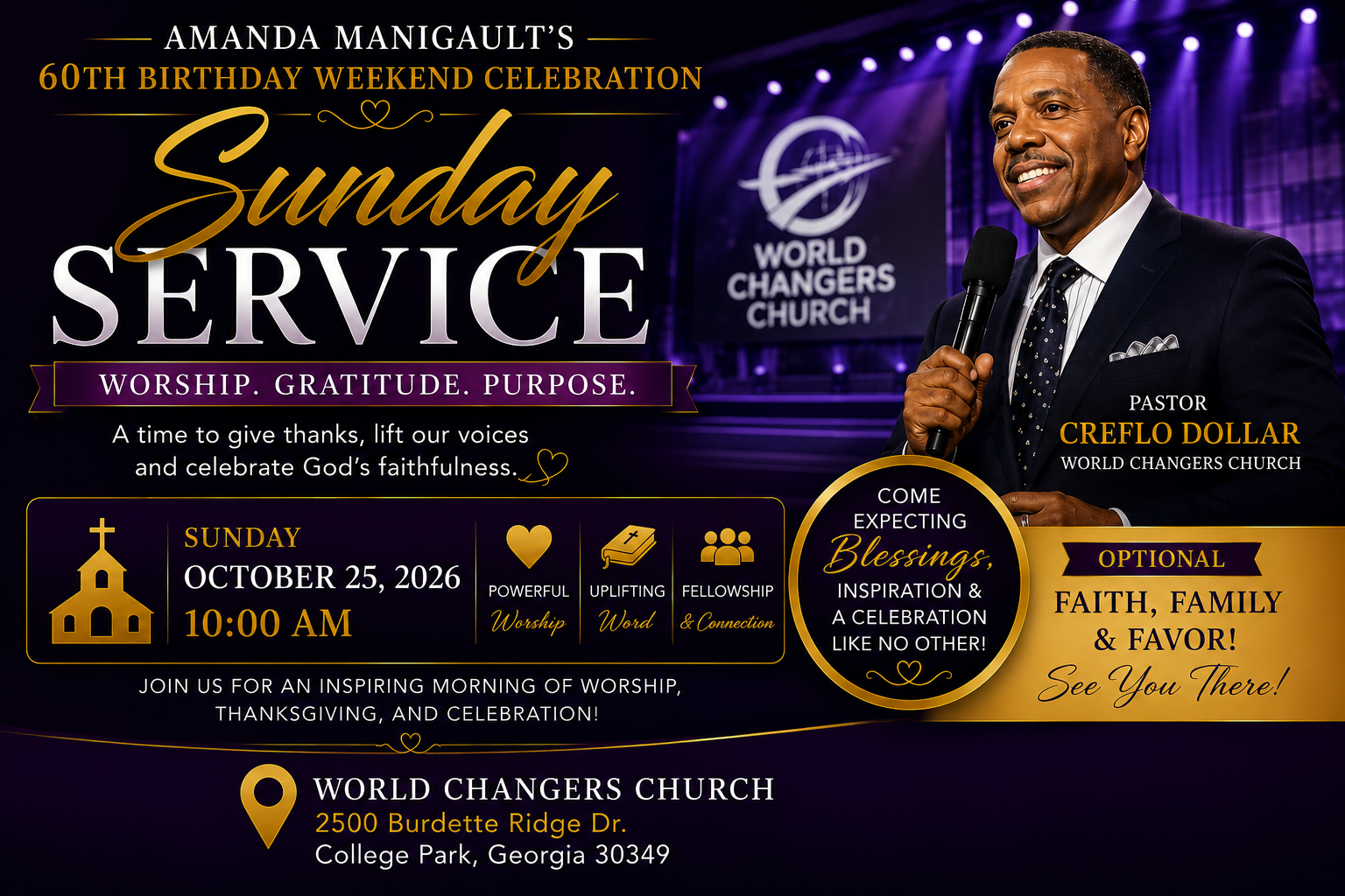 Sunday Service — World Changers Church International with Pastor Creflo Dollar, Sunday October 25 at 10:00 AM